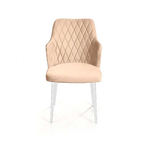 Стул с подлокотниками Hunt ромб, бархат бежевый 5 / белый конус - Вид 8