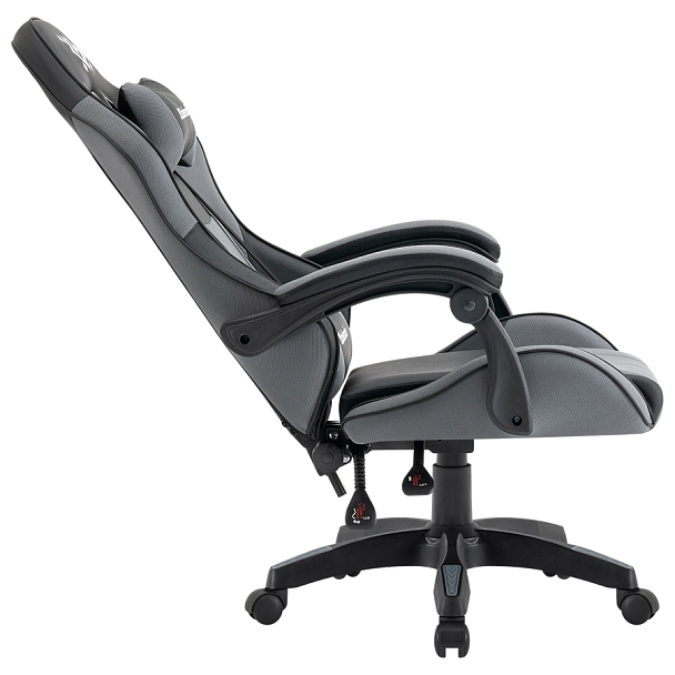 Кресло компьютерное DEFENDER "Strider", 2 подушки, ткань/экокожа, черное/серое, 64056 - Вид 8