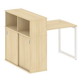 Metal System Quattro Стол письменный с шкафом-купе на О-образном м/к 40БО.РС-СШК-3.1 Т Акация/Белый металл 1410*1120*1098 - Фото предпросмотра