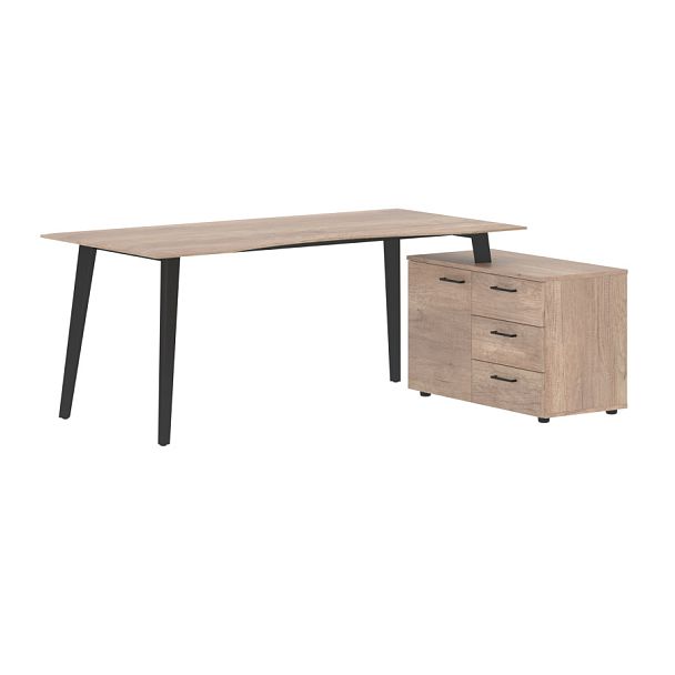 Стол руководителя с тумбой JCT 1813(R) Дуб Каньон/Антрацит 1800х1300х750 JAY - Вид 1