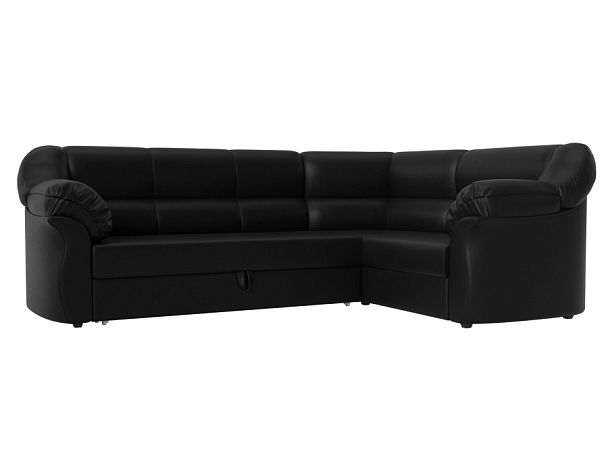 Диван угловой Карнелла правый (полностью экокожа черная) - Вид 1