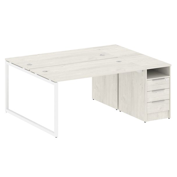 Metal System Quattro Р. ст. с тумбой на О-образном м/к 40БО.РС-СТП-2.3 Дуб наварра/Белый металл 1812*1475*750 - Вид 1