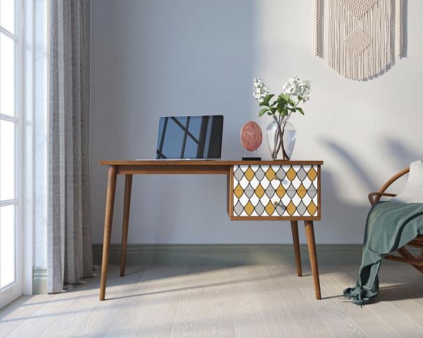 Стол рабочий Berber принт 22 с одной тумбой арт BB20/Print_22 - Вид 4