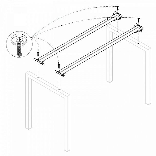 Траверса стола на металлокаркасе "Арго", КОМПЛЕКТ 2 шт., для ширины 1200 мм - Вид 1