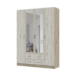 ГАРМОНИЯ ШК 602 М шкаф 4х створчатый (1,6х2,2х0,5) дуб крафт белый/дуб крафт серый - Фото предпросмотра