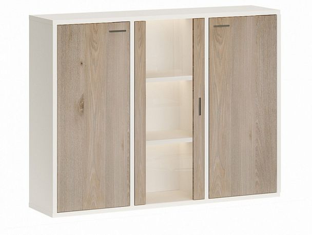 Тумба-витрина Домино СУ(ш3в1)+2ФГ+1ФС Белый/Нельсон - Вид 1