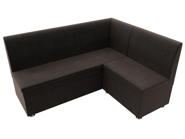 Кухонный угловой диван Уют правый (полностью велюр коричневый) - Вид 5