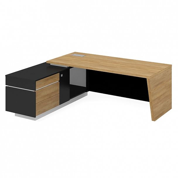 Стол с тумбой левый "Столы руководителя" ПК-КНГ-СТ210Х178Л-В1-1106 дуб скальный - Вид 1