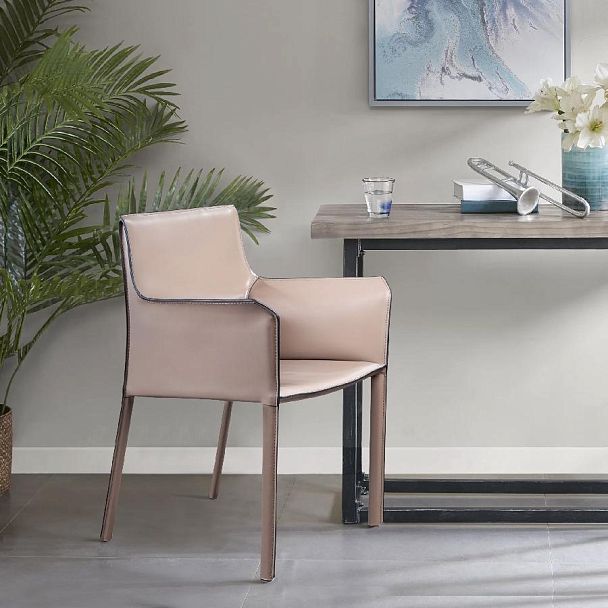 Стул с подлокотниками Barrie, кожа капучино - Вид 7