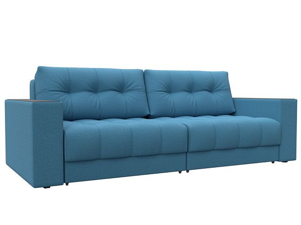 Диван прямой с декором Лига-049 НПБ Рогожка голубой - Вид 1