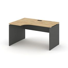 Стайл Проджект Стол рабочий эргоном. SN-D.SPA-002(L) Тиквуд Светлый/Антрацит NEW/Черная Заглушка 158 - Фото предпросмотра