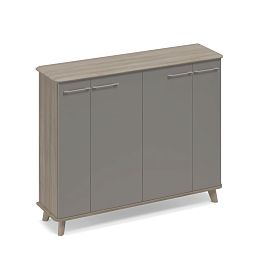 Шкаф средний закрытый греденция Time wood ТМ 353 ВЛ/ВЛ/ВЛ.ВЛ вяз либерти (корпус, столешница, топ) / мокко премиум (фасад) - Фото предпросмотра