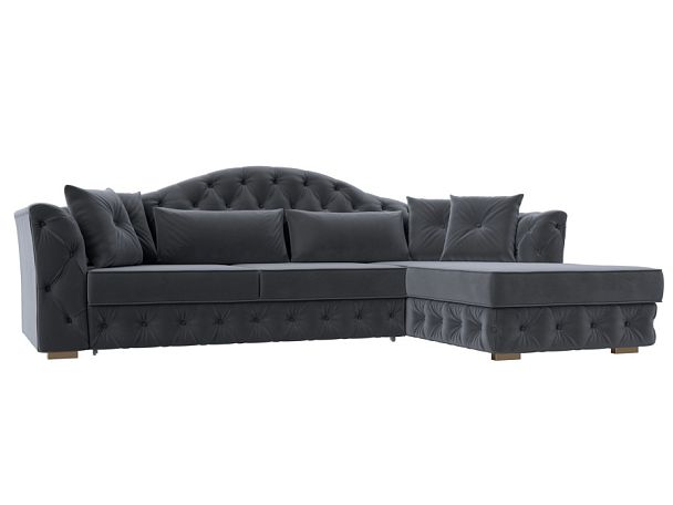 Диван угловой Артис правый угол Велюр серый - Вид 1