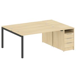 Metal System Quattro Р. ст. с тумбой на П-образном м/к 50БП.РС-СТП-2.4 Акация/Антрацит металл 2012*1475*750 - Фото предпросмотра