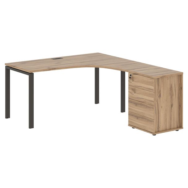 Стол эргономичный с тумбой EUCET 1518(R) Дуб Денвер светлый/Мокко 1560х1880х750 EDIS - Вид 1