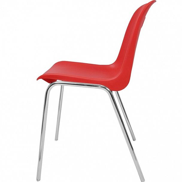 Стул Venezia (4 ножки) каркас хром, красный, стопируемый - Вид 3