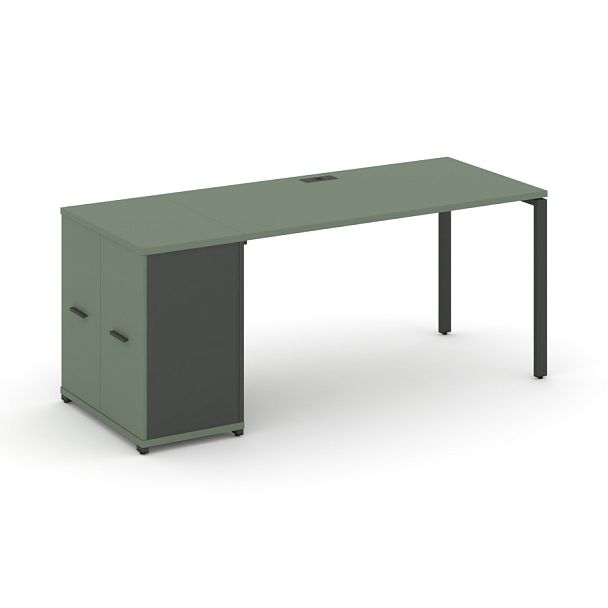 Concept Стол рабочий с опорным распаш. шкафом CN.SP-218 W Кобо/Антрацит/Металл Антрацит 1600*720*750 - Вид 1