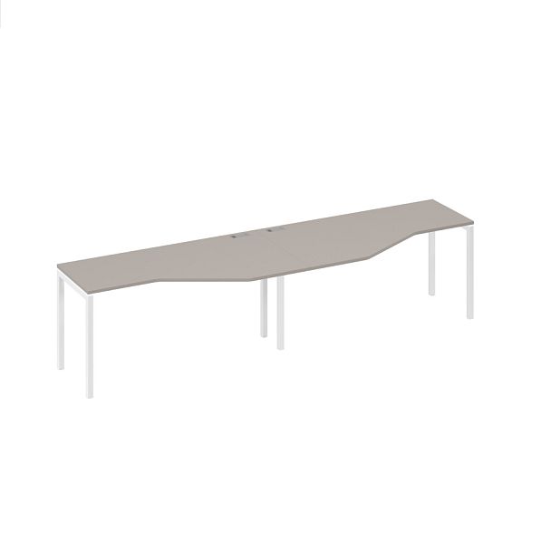 Рабочая станция (2х160) эргономичная "Техно" каркас DUE A4 А4 Б2 055-2 БП мокко премиум / металлокаркас белый - Вид 1