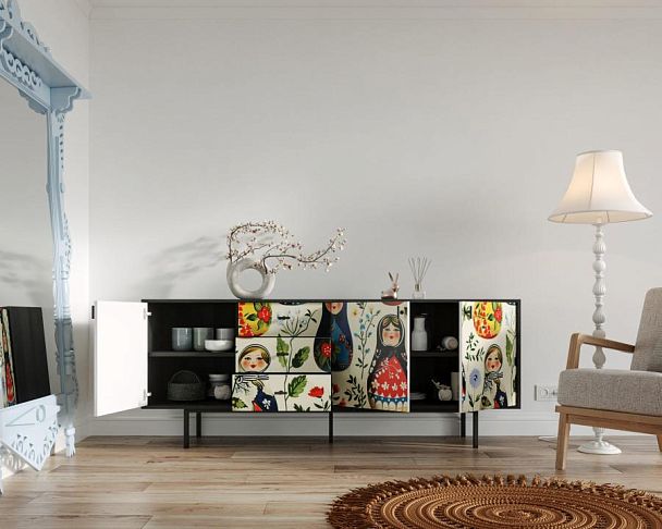 Комод с тремя дверками и тремя ящиками Emerson Матрешки арт EM07/Art04 - Вид 2