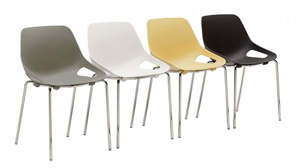 Стул Q5 (4 ножки) каркас хром, желтый, стопируемый - Вид 5