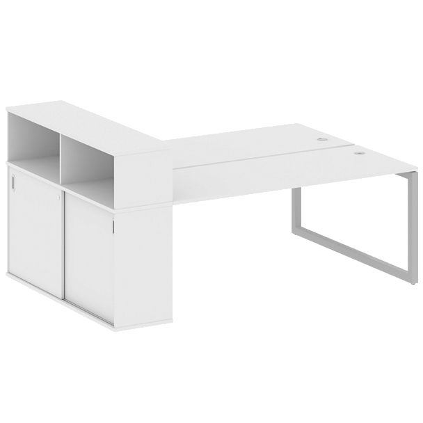 Metal System Quattro Р. ст. с шкафом-купе на О-образном м/к 50БО.РС-СШК-2.5 Т Белый/Серый металл 2210*1475*1098 - Вид 1