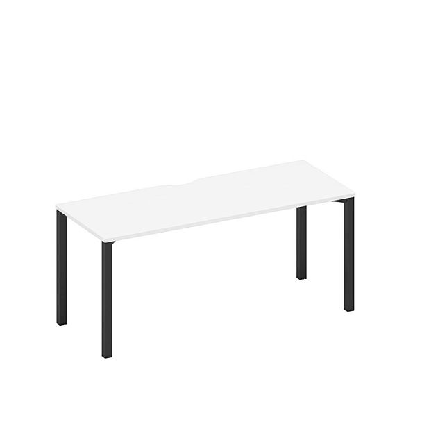 Стол письменный на металлокаркасе, столешница с вырезом Space+ А1 ЧР 016.2 БП белый премиум / черный гладкий - Вид 1