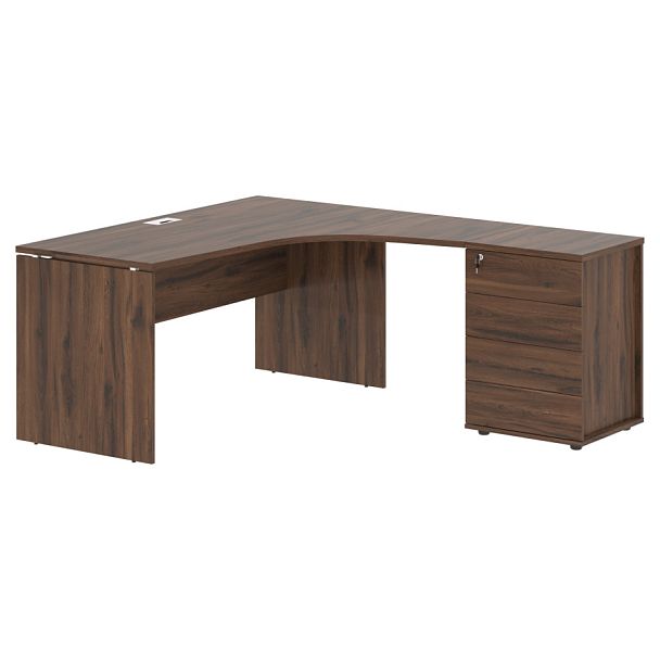 Стол эргономичный с тумбой EDCET 1518(R) Дуб Денвер тёмный/Белый 1560х1880х750 EDIS - Вид 1