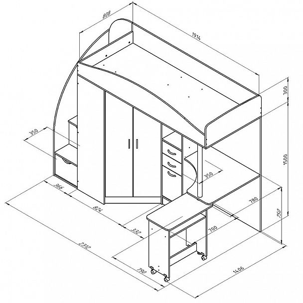 Кровать-чердак "Теремок-1 Гранд" - Вид 5