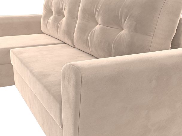 Угловой диван Амстердам Лайт левый (полностью велюр бежевый) - Вид 4