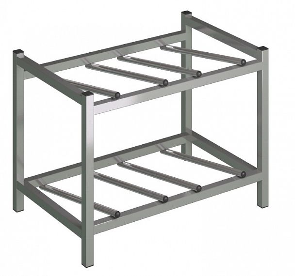 Бомис-4Л (стеллаж с полкой на 4 тары) 650х430х480 металлик "Стеллажи для бутылок" ТК-002561000684 серый - Вид 1