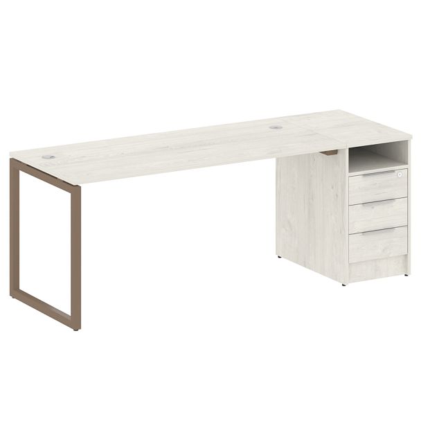 Metal System Quattro Р. ст. с тумбой на О-образном м/к 40БО.РС-СТП-1.4 Дуб наварра/Мокко металл 2012*720*750 - Вид 1