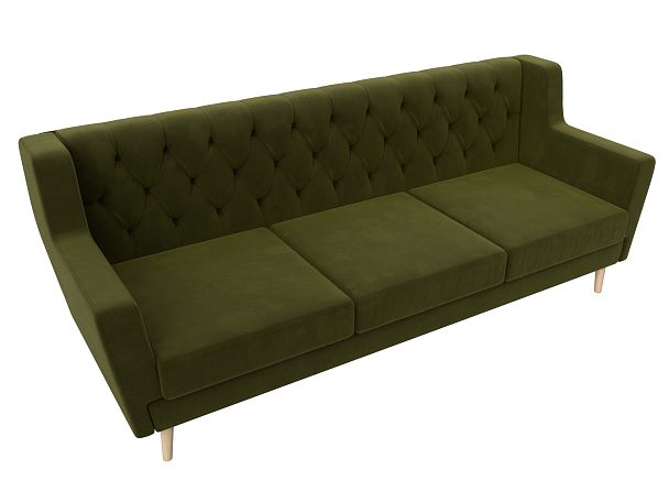 Прямой диван Брайтон 3 Люкс (полностью микровельвет зеленый) - Вид 5