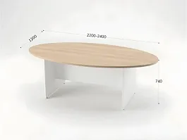 БЕРЛИН / BERLIN Конференц-стол овальный 2400х1200х740 Акация/Белый - Фото предпросмотра