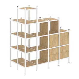 Loft Угловой внешний стеллаж наборный VR.L-58 Тиквуд светлый/Белый металл 862*1694*1869 - Фото предпросмотра