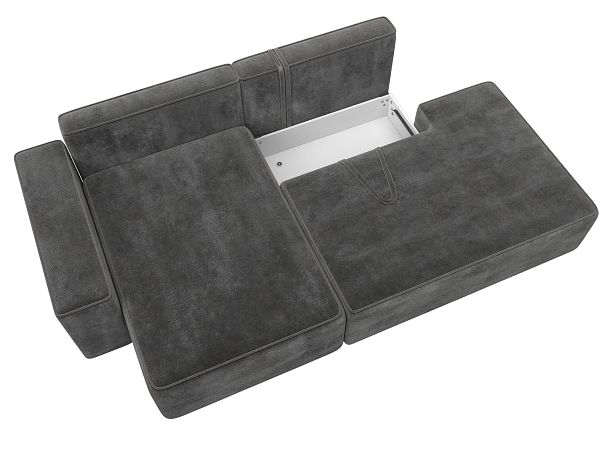 Диван угловой Лига-079 угол левый Велюр серый - Вид 7