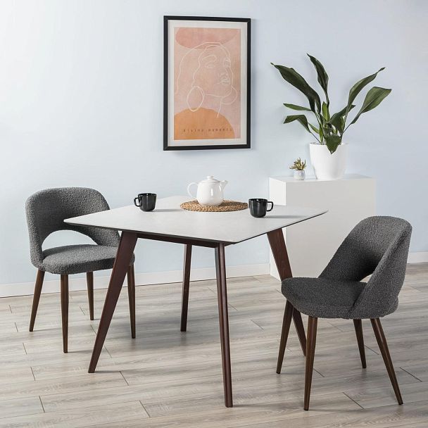 Стол Лунд 960*960 мрамор Бьянко Темный орех - Вид 6