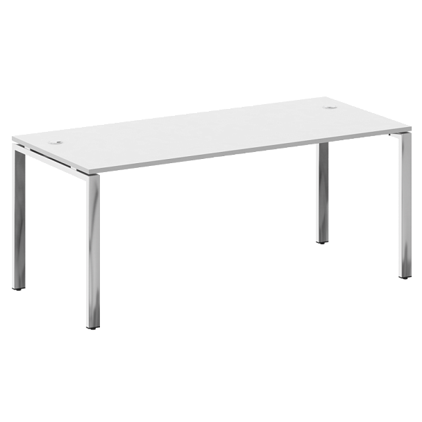 Metal System Direct Стол рабочий руководителя на П-обр. м/к БП.СРР-5.8 Белый/Нерж. сталь 1800*800*750 - Вид 1