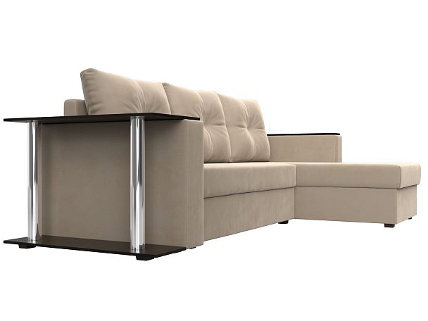 Угловой диван Атланта Лайт правый (полностью велюр бежевый) - Вид 3