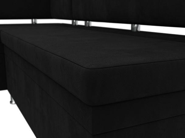 Кухонный уголок Стайл левый (полностью микровельвет черный) - Вид 4