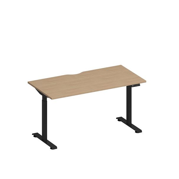 Стол письменный на электроприводе с вырезом Elevo А2 ЧР 003.2 НД натуральный дуб / черный гладкий - Вид 1