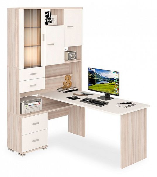 Стол компьютерный Домино СР-620/160 Карамель/Белый левый - Вид 1