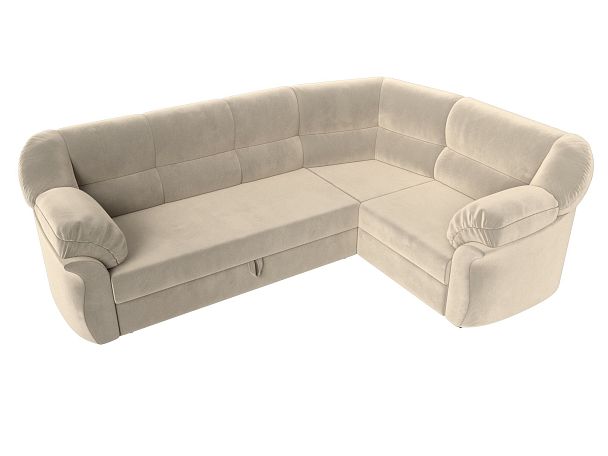 Диван угловой Карнелла правый (полностью микровельвет бежевый) - Вид 5