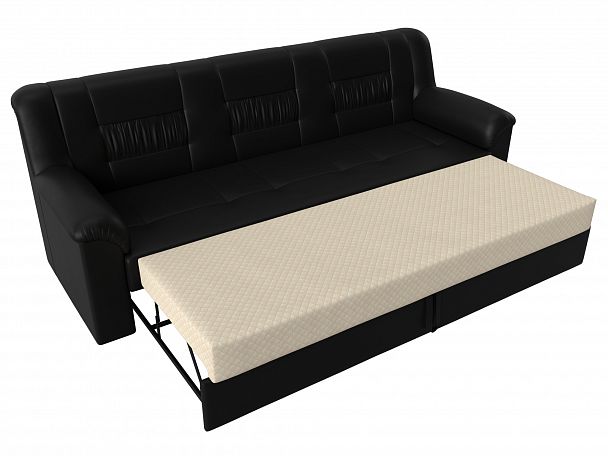 Прямой диван Карелия (полностью экокожа черная) - Вид 6