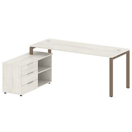 Metal System Р. ст. с тумбой на П-образном м/к БП.РС-СТС-2.5 (L) Дуб наварра/Мокко металл 1900*1520*750 - Фото предпросмотра