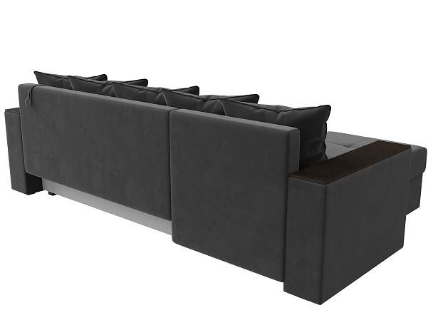 Диван угловой Дубай Лайт угол левый (полностью велюр серый) - Вид 6