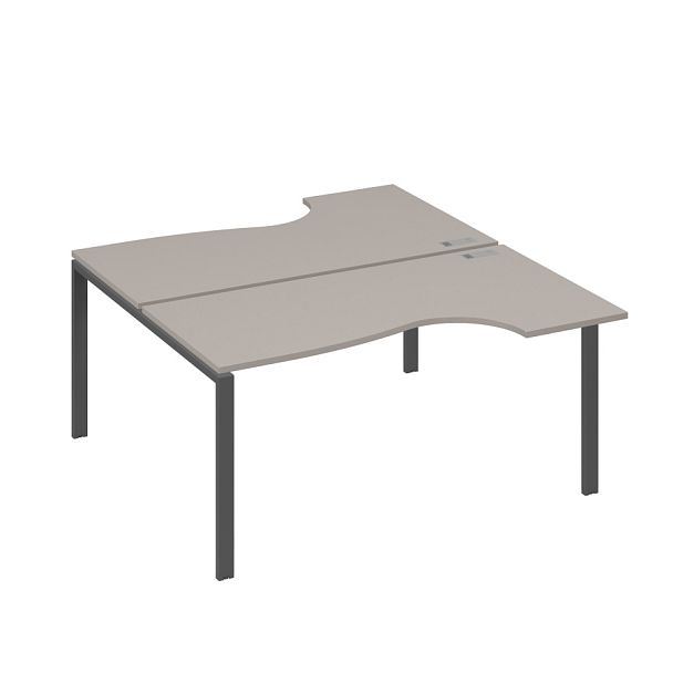 Станция на каркасе UNO (2х160) столы Классика A4 А4 Б1 185 БП мокко премиум / металлокаркас антрацит - Вид 1