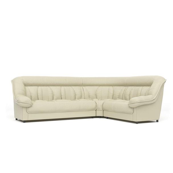 Диван угловой 3У2 Эдельвейс Ed/3y2 экокожа светло-бежевая CN1112 - Вид 1