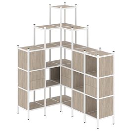 Loft Угловой внутренний стеллаж наборный VR.L-43 Дуб аттик/Белый металл 1278*1694*2280 - Фото предпросмотра