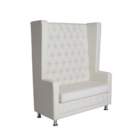 Диван Хонер, экокожа Cometa white, ножки металл хром - Фото предпросмотра