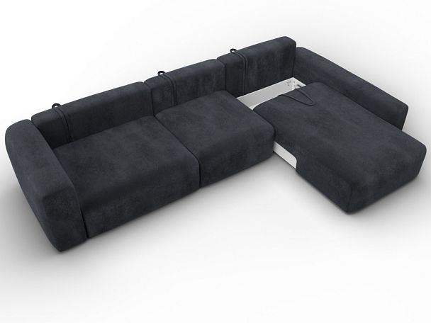 Диван угловой Лига-066 НПБ Лонг угол правый Велюр серый - Вид 8
